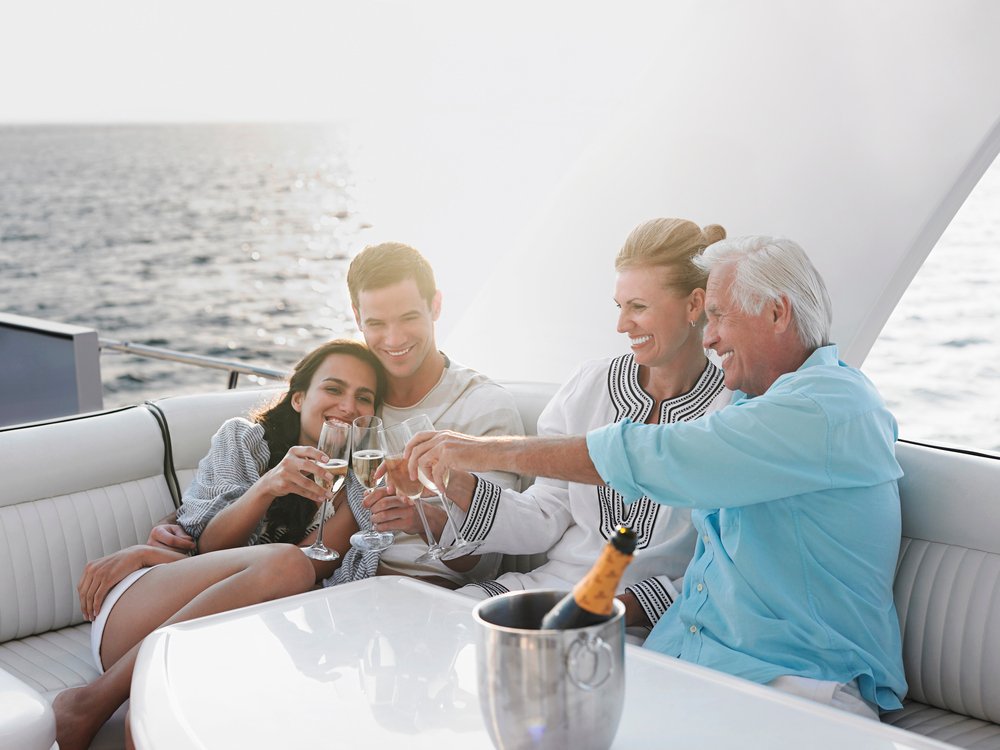 A Family drinking Champagne on a yacht