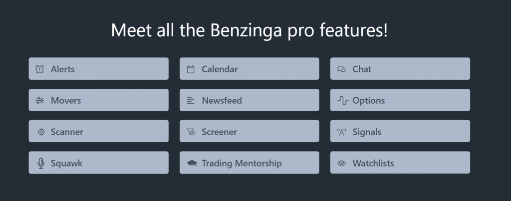 Benzinga Pro Features